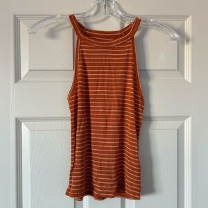 Mudd Burnt Orange and White Striped Top